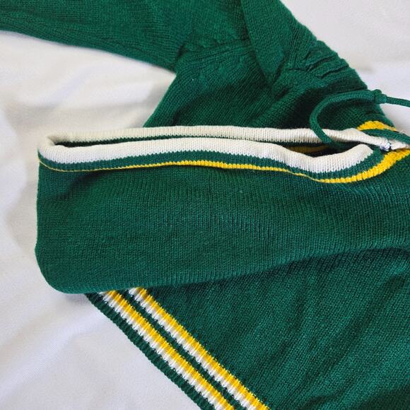 Vintage Woolworths 3T Boy's Cardigan Acrylic Green Hooded College Sweater Style - Picture 11 of 11